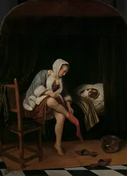Vrouw bij haar Toilet