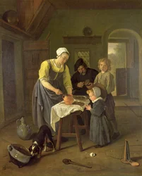 Boerenfamilie aan tafel, c.1665