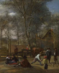 Kegelaars buiten een herberg, ca. 1663
