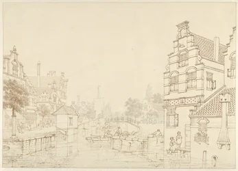 Een gracht in een stad