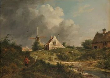 Gezicht aan de vervallen wal te Amsterdam aan de stadszijde tussen de Muiderpoort en de Weesperpoort