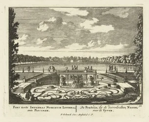 Fontein bij de grote vijver in de tuinen van Paleis Het Loo, 1695-1705