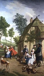 Figuren in een landschap (een van een serie van vier)