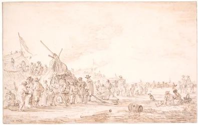 Kustlandschap met een gestrande walvis