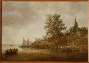 Rivierlandschap (schilderij op doek)