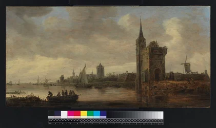 Rivierlandschap met boten