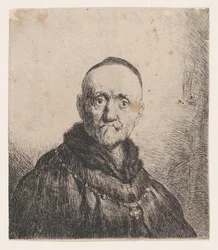 Buste van een oude man, frontaal, 17e eeuw