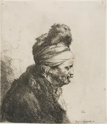 Buste van een oosterse man, naar rechts gericht