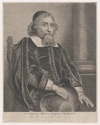 Portret van Ephraim Bonus, arts, 17e eeuw