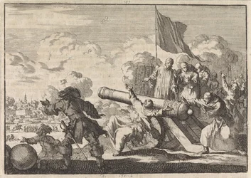 Beleg van Groningen waarbij een kanon door een zestal monniken wordt gezegend, 1672
