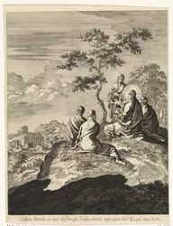 Christus spreekt met Petrus, Jakobus, Johannes en Andreas op de Olijfberg