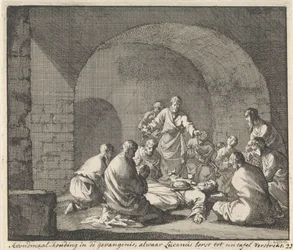 Heilige Lucianus viert het avondmaal in de gevangenis