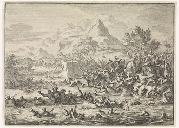 Placidus verslaat de Joden bij de Jordaan en drijft ze in de rivier