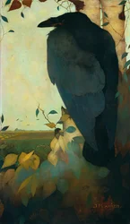 Raaf op een Berkenboom