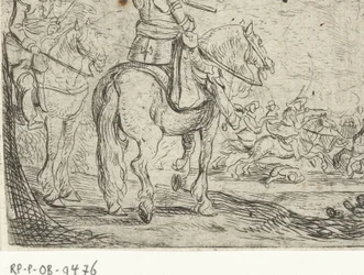 Twee ruiters bij een cavaleriegevecht