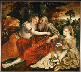 Lot en zijn dochters (schilderij op eikenhout)