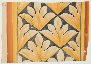 Fries met palmetmotieven in diagonale rasterwerken. Karton voor de polychromie van de Mariakerk