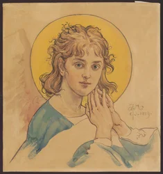 Buste van een engel, ontwerp voor de polychromie van de Mariakerk in Krakau