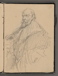 Schetsboek van Jan Matejko uit de jaren 1861-1863. Eenzijdige tekening. Voorzijde: schets van een mannelijke figuur in historisch kostuum.