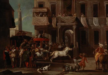 De race van de Berberpaarden in Rome