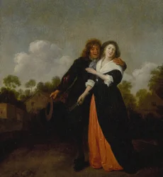Een gelukkig paar in een landschap