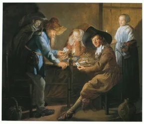 Kaartspelers bij Lamplicht