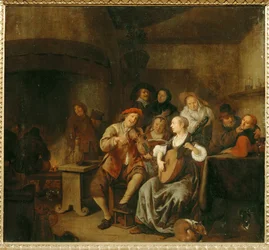 Boeren die muziek maken (schilderij op eikenhout)