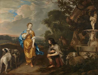 Dubbelportret van een jong stel als Granida en Daiphilo