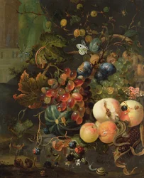 Stilleven van Fruit en Insecten