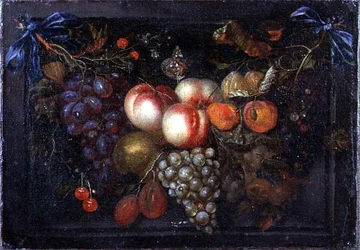 Stilleven van Fruit in een Stenen Niche