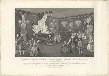 Zaal met het praalbed van prins Willem IV, 1751