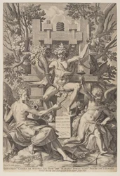 Bacchus zittend op een vat