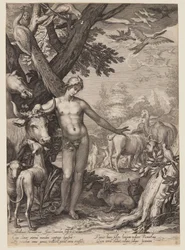 Adam noemt de dieren, uit Geschiedenis van de eerste ouders van de mens