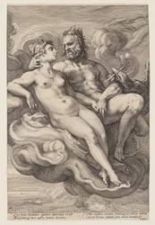 Jupiter en Juno gezeten in de wolken, uit Drie gepaarde goden en godinnen