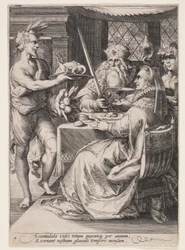 Winter (Banket met Bacchus wachtend op een ouder echtpaar), uit De vier jaargetijden