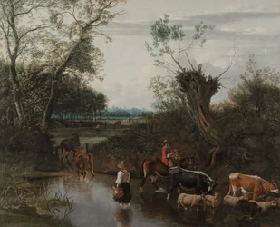 Boeren die een Stroom Oversteken