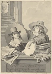 Portret van Jacob van der Ulft, vastgehouden door een jongen