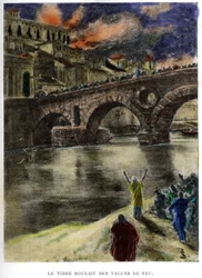 De Tiber (Tevere) rolde golven van vuur