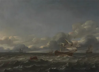 Oorlogsschepen in een Strakke Bries