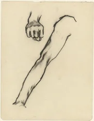 Studieblad met arm en hand