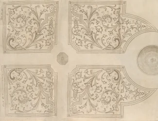 Ontwerp voor een fontein en vier vierkante perken voor een lusttuin, 1651