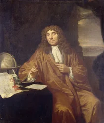 Portret van Anthonie van Leeuwenhoek, natuurfilosoof en zoöloog in Delft