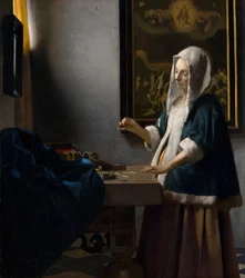 Vrouw met een weegschaal, ca. 1664.