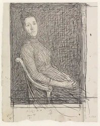 Portret van Anna Dorothea Veth-Dirks, zittend naar rechts