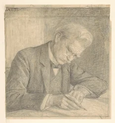 Portret van J. van der Vegt, schrijvend