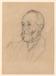 Portret van een heer met bakkebaarden, naar links