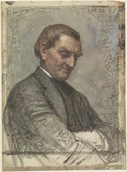 Portret van een man, met neergeslagen blik