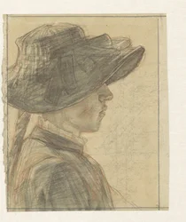 Portret van mejuffrouw A.C.E. Veth, zuster van de tekenaar