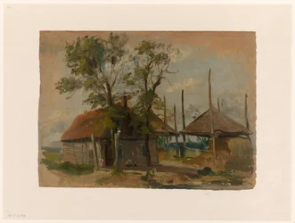 Boerenhuis met twee hooibergen