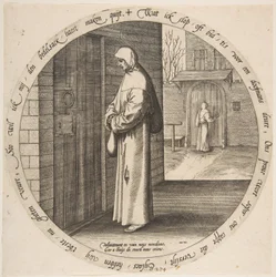 Tevergeefs bedelen aan de deur van de dove, uit Twaalf Vlaamse Spreekwoorden, ca. 1568
